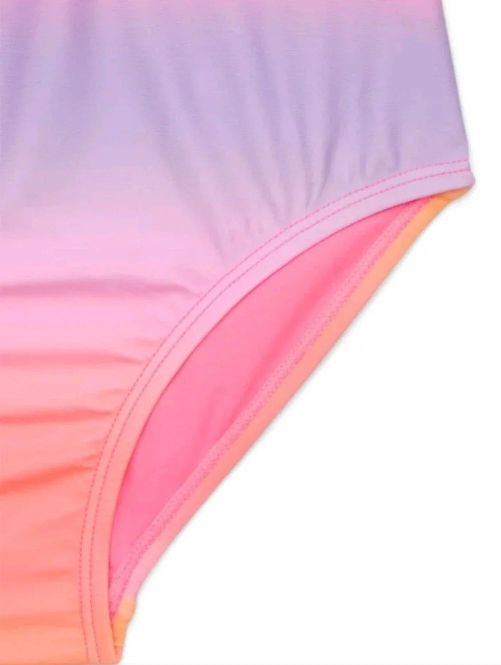 Kid Short-Sleeve Pastel Rainbow Zip-Front Swimsuit Girl Size XS & L Available